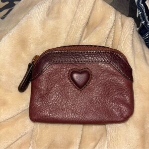 Dark & Milk Chocolate Pebbled Leather Vintage Coin Purse w/ Leopard Interior